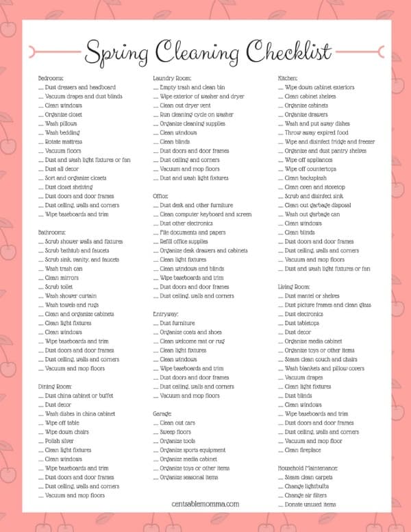 FREE SPRING CLEANING CHECKLIST - Clean Mama